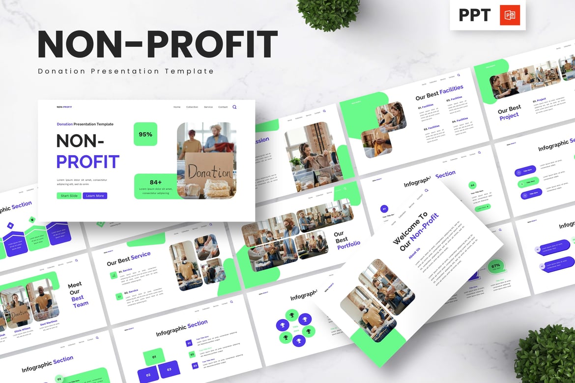 Template PowerPoint Donasi untuk Organisasi Non-Profit yang Menarik