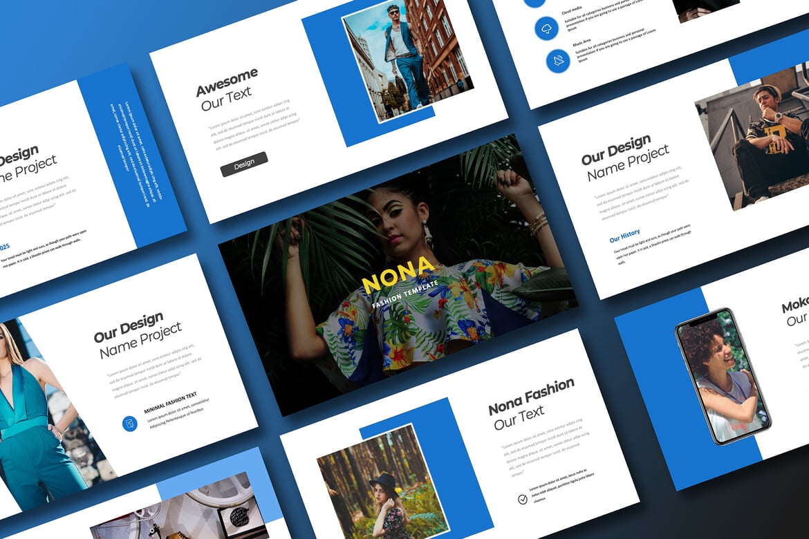 Template PowerPoint Nona Fashion yang Modern dan Elegan