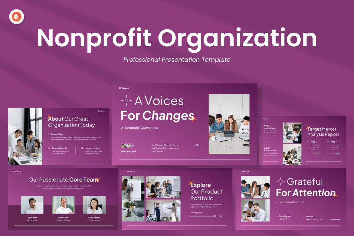 Template Presentasi PowerPoint Organisasi Nonprofit yang Profesional