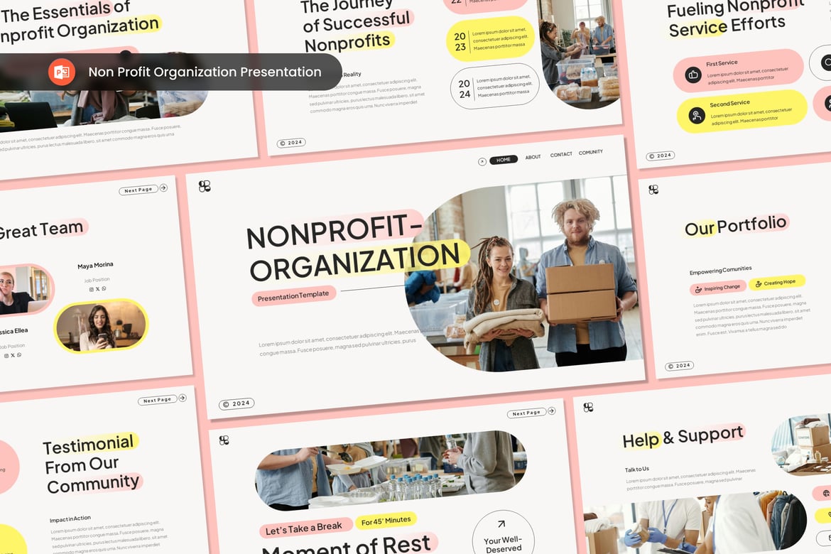 Template PowerPoint Presentasi Organisasi Nonprofit yang Modern dan Profesional