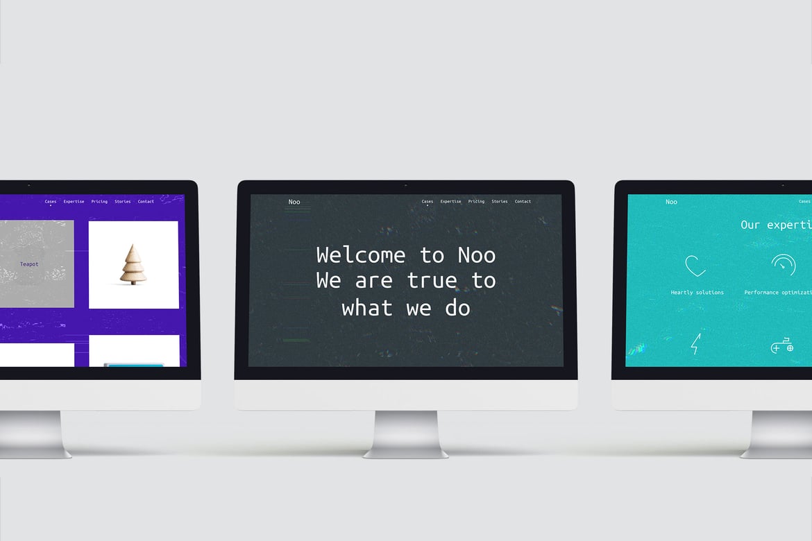 Noo – Template Web Eksperimental Satu Halaman dengan Efek Glitch Menarik