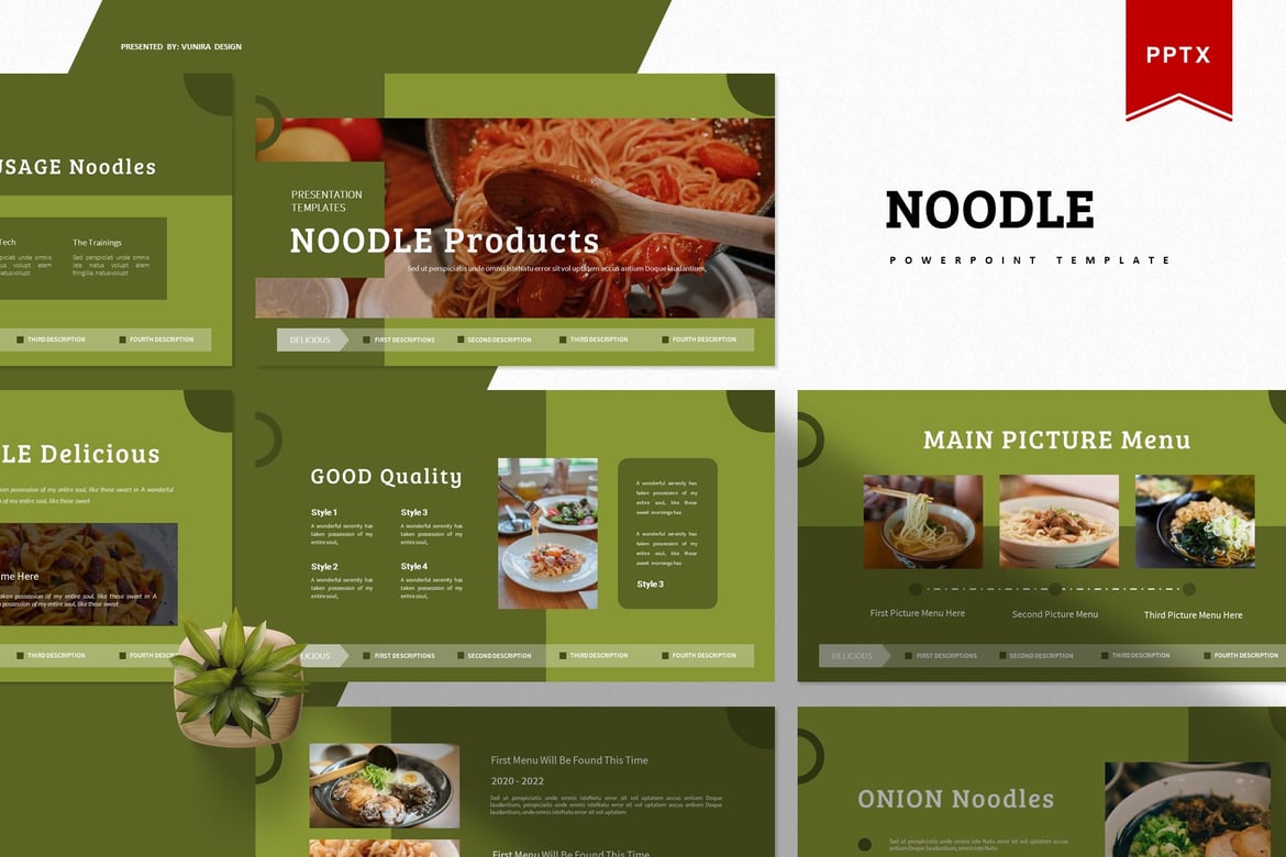 Template Presentasi Noodle Products | Desain Powerpoint Menarik dan Profesional