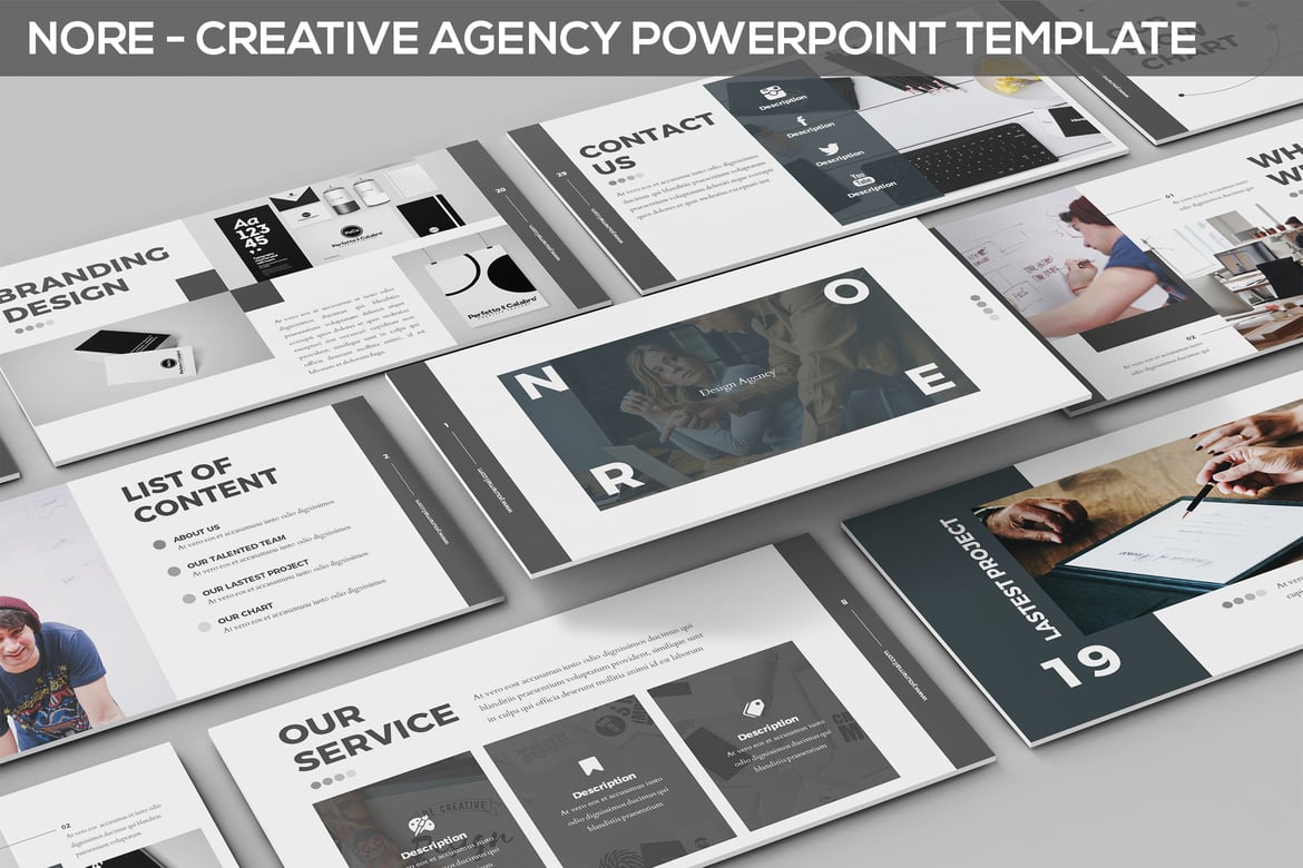 Template Powerpoint Nore - Solusi Presentasi Modern untuk Agensi Desain