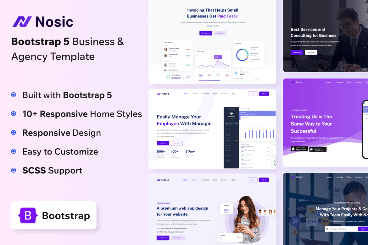 Template Web Nosic - Halaman Landing Bootstrap 5 Modern dan Responsif