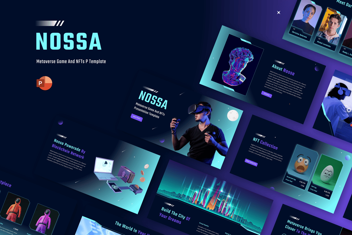 Template PowerPoint Nossa - Game Metaverse & NFTs yang Menarik