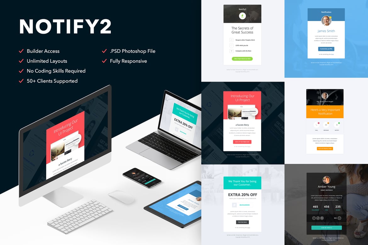 Notify2 - 6 Email Template + Akses Themebuilder