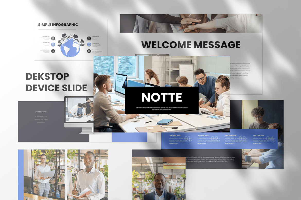 Template Presentasi PowerPoint Notte untuk Bisnis yang Menawan