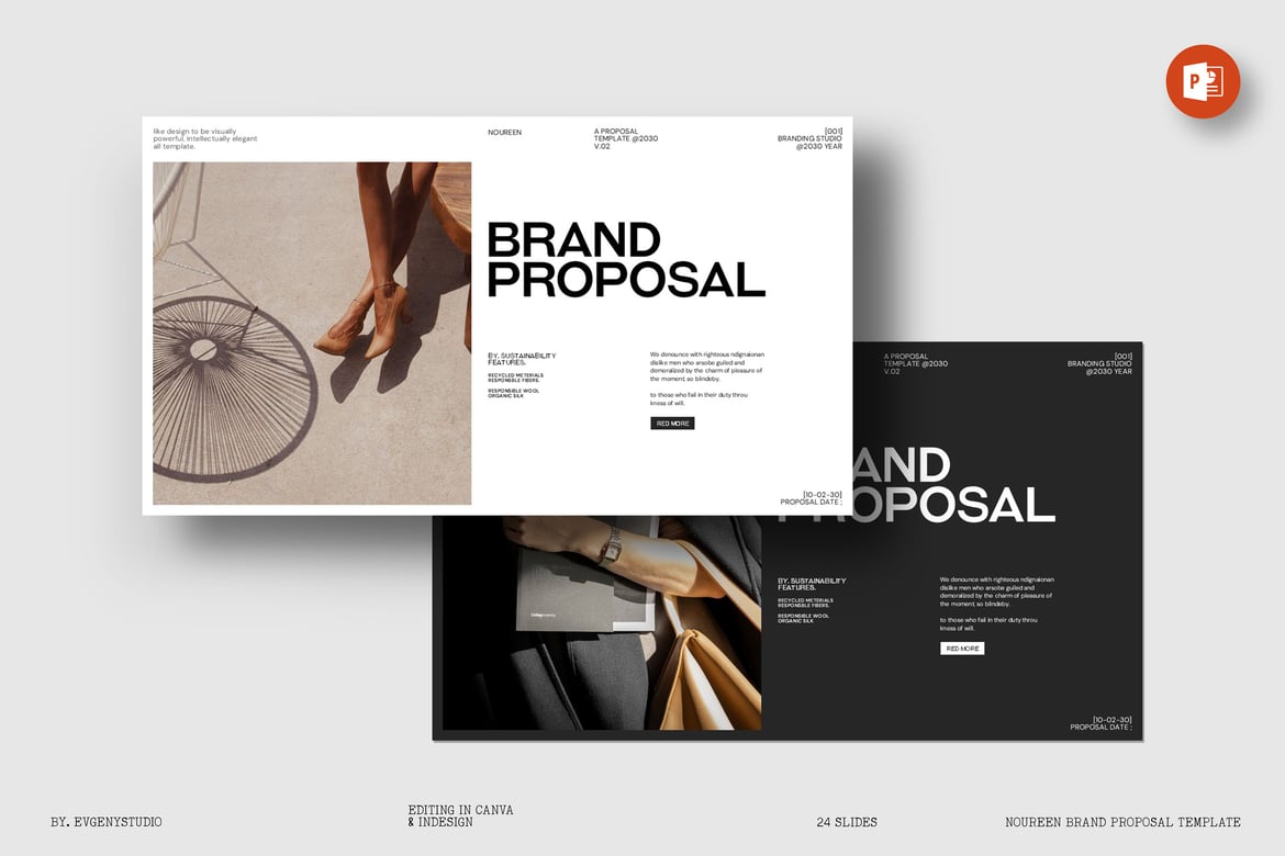 Template PowerPoint Proposal Brand Noureen yang Menarik dan Profesional