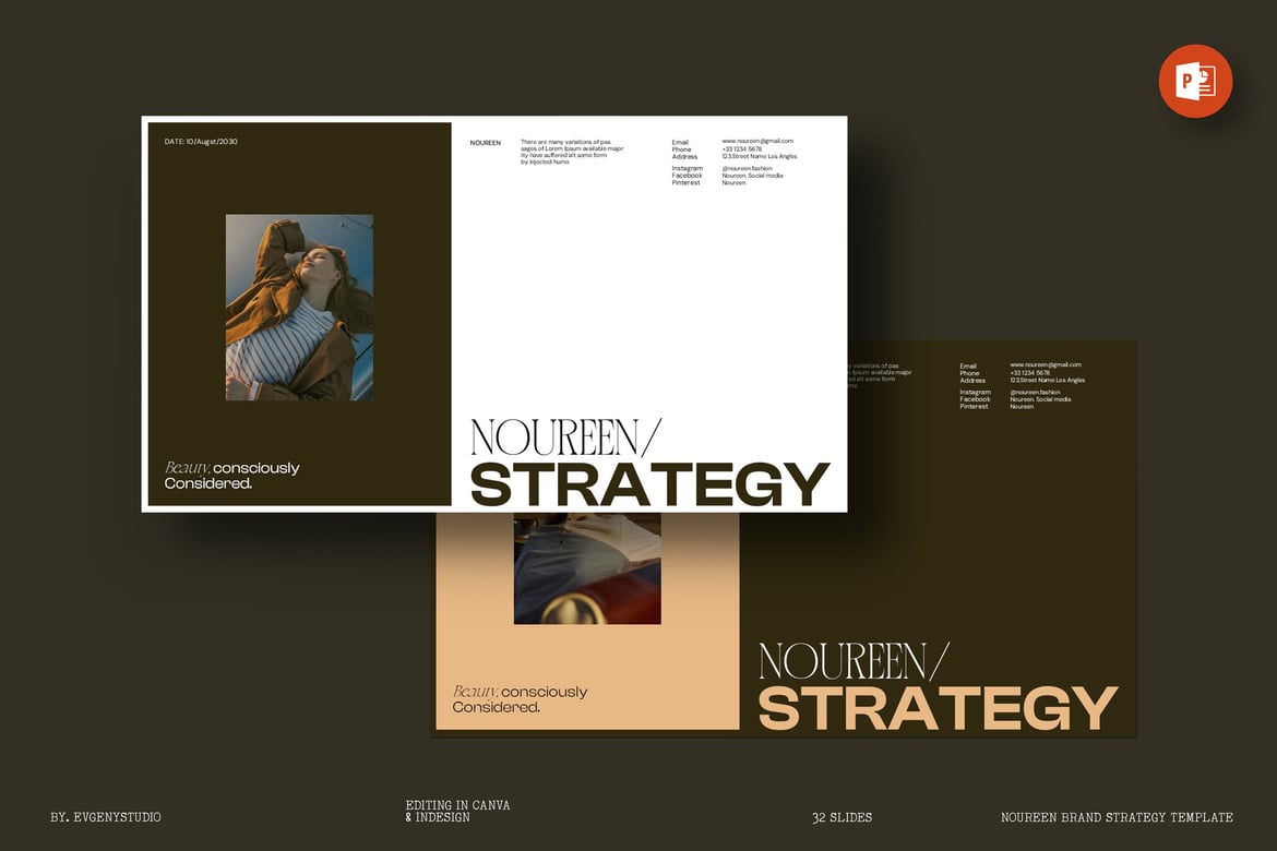 Template Presentasi Strategi Merek Noureen yang Menarik