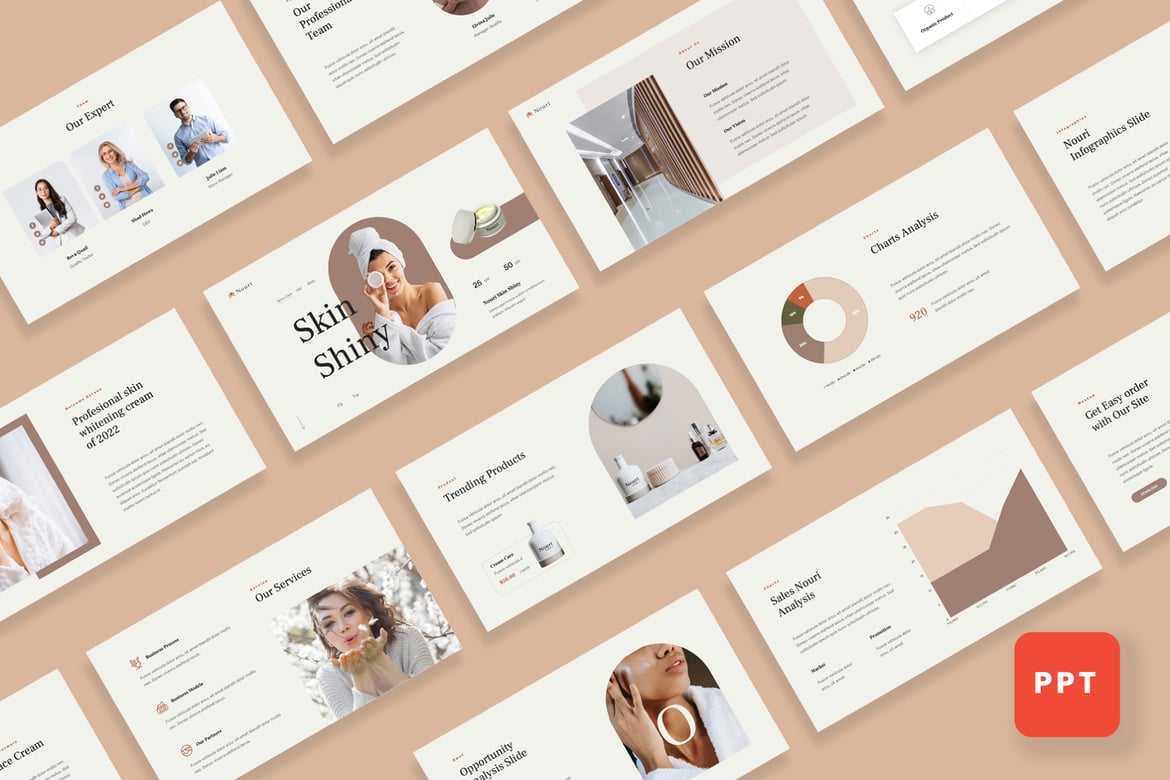 Template PowerPoint Nouri - Solusi Presentasi Toko Online yang Modern dan Profesional