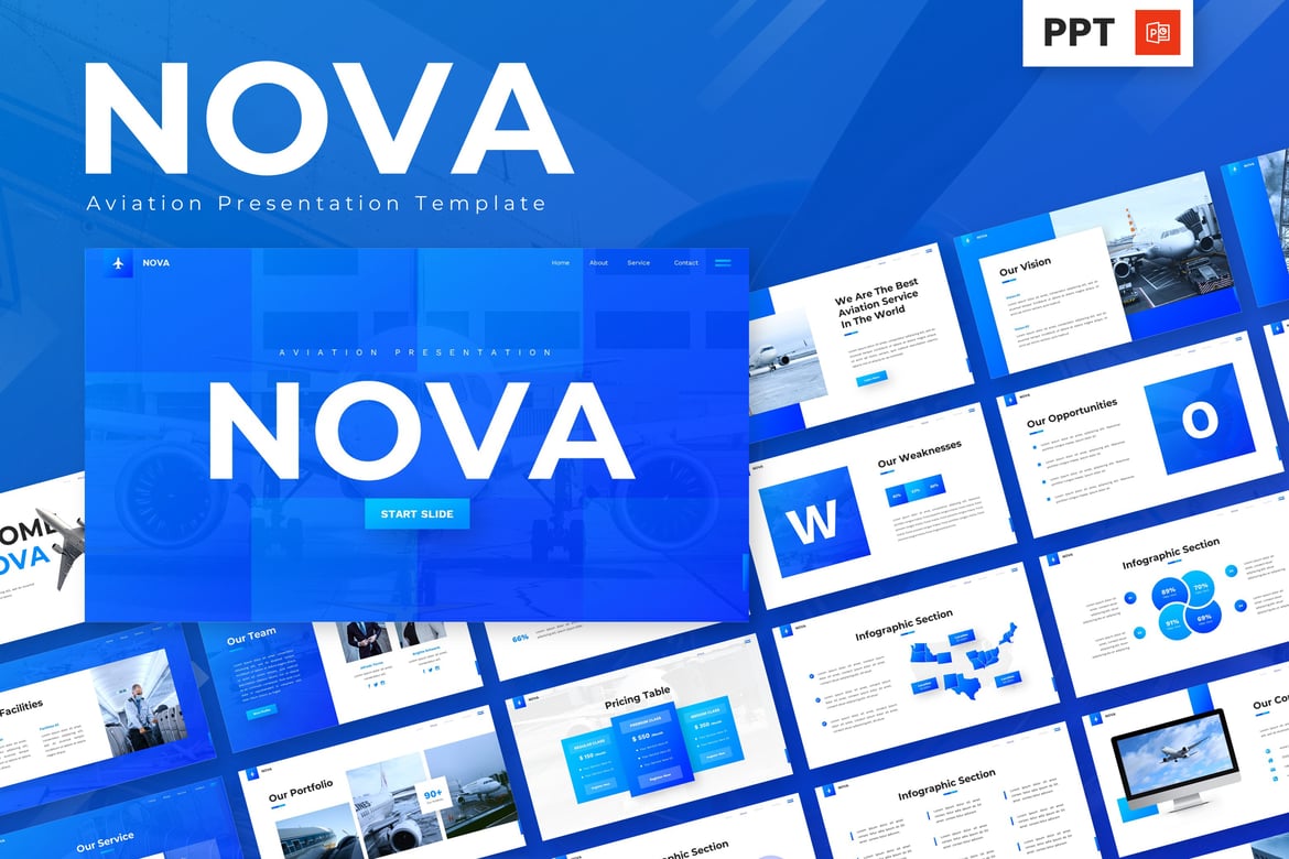 Template Presentasi Nova - PowerPoint untuk Dunia Penerbangan