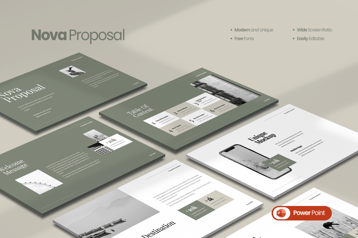 Template PowerPoint Proposal Nova yang Modern dan Kreatif