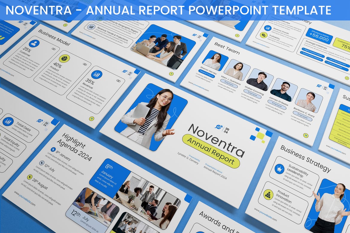 Template Presentasi PowerPoint Laporan Tahunan Noventra yang Menarik dan Profesional