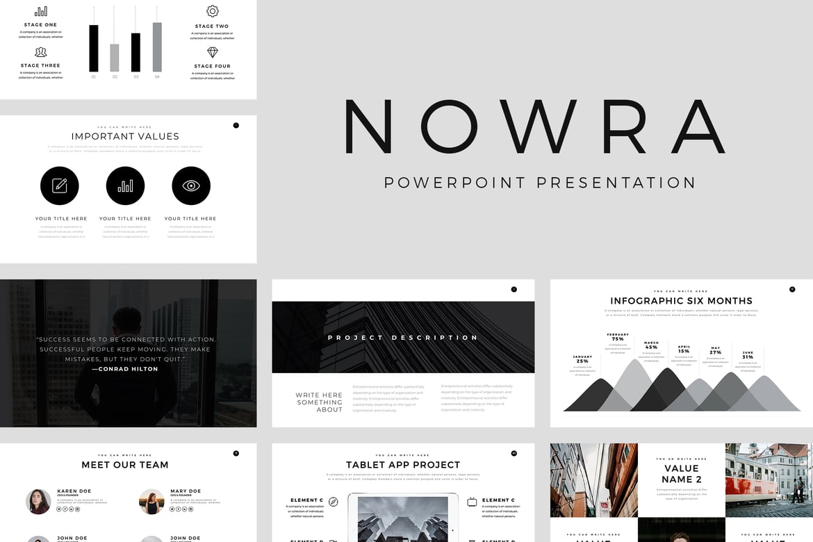 Template Presentasi PowerPoint Minimalis Nowra yang Menawan