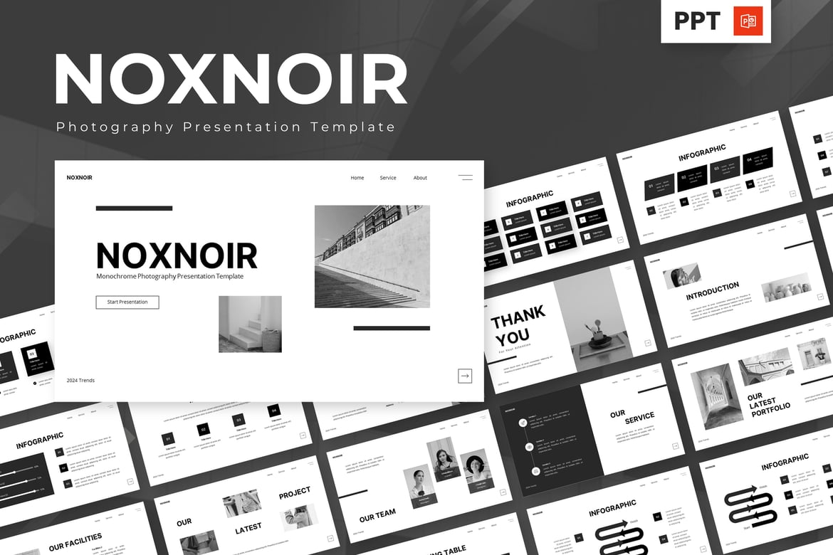 Template Presentasi Noxnoir - Kreatif dan Elegan untuk Fotografi