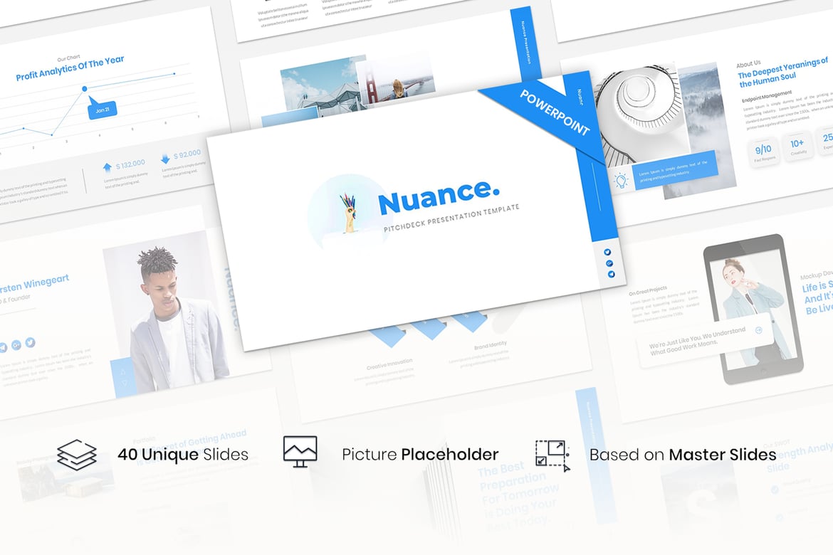 Template PowerPoint Pitchdeck Nuance yang Modern dan Kreatif