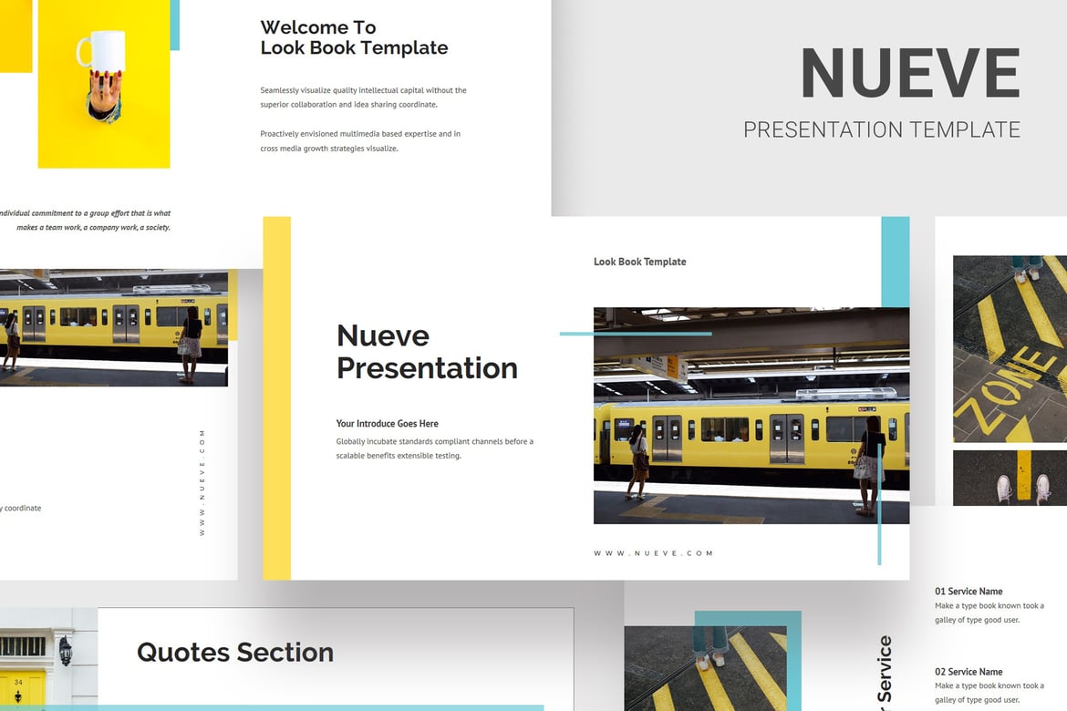 Template Presentasi PowerPoint Nueve - Nuansa Kuning untuk Bisnis