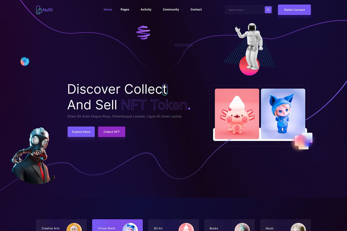 Nufti - Template Website Pasar NFT yang Menarik