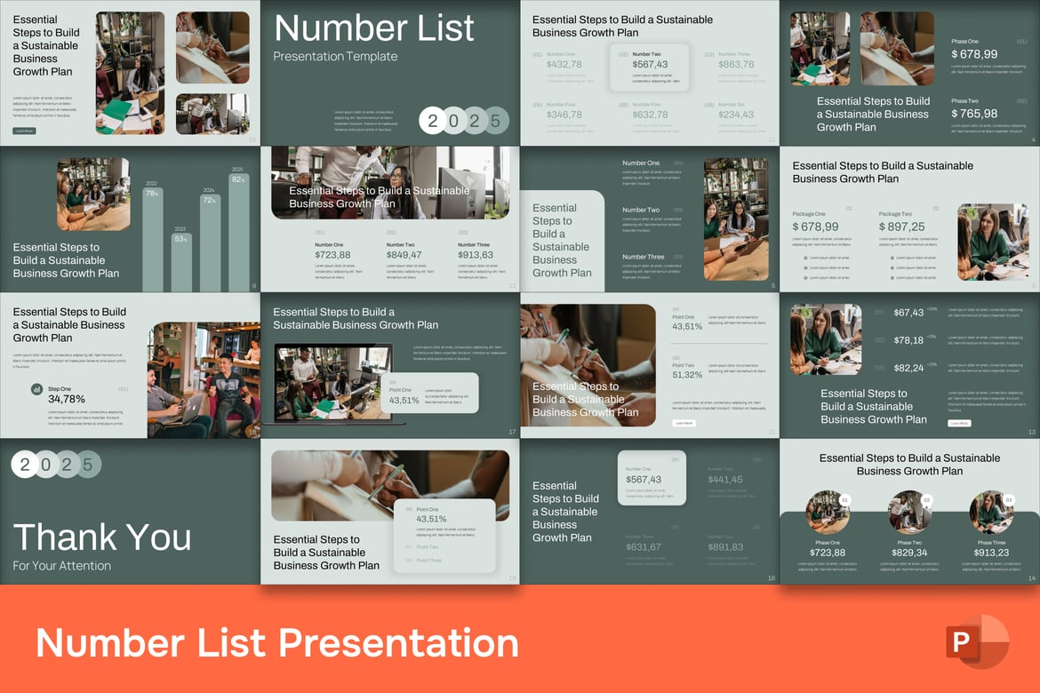 Template PowerPoint Daftar Angka yang Menarik