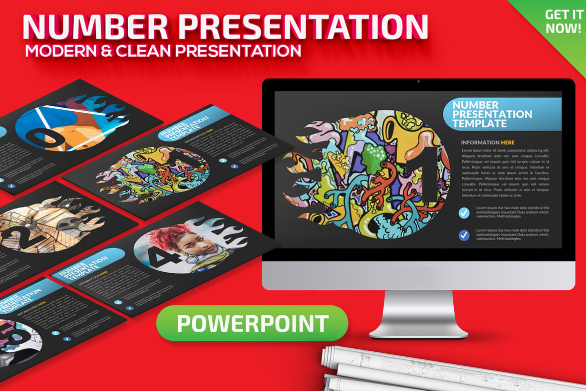 Template Presentasi PowerPoint Angka yang Menarik
