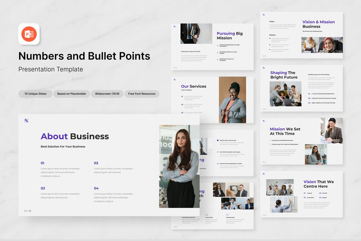 Template Presentasi PowerPoint dengan Angka dan Poin Penting