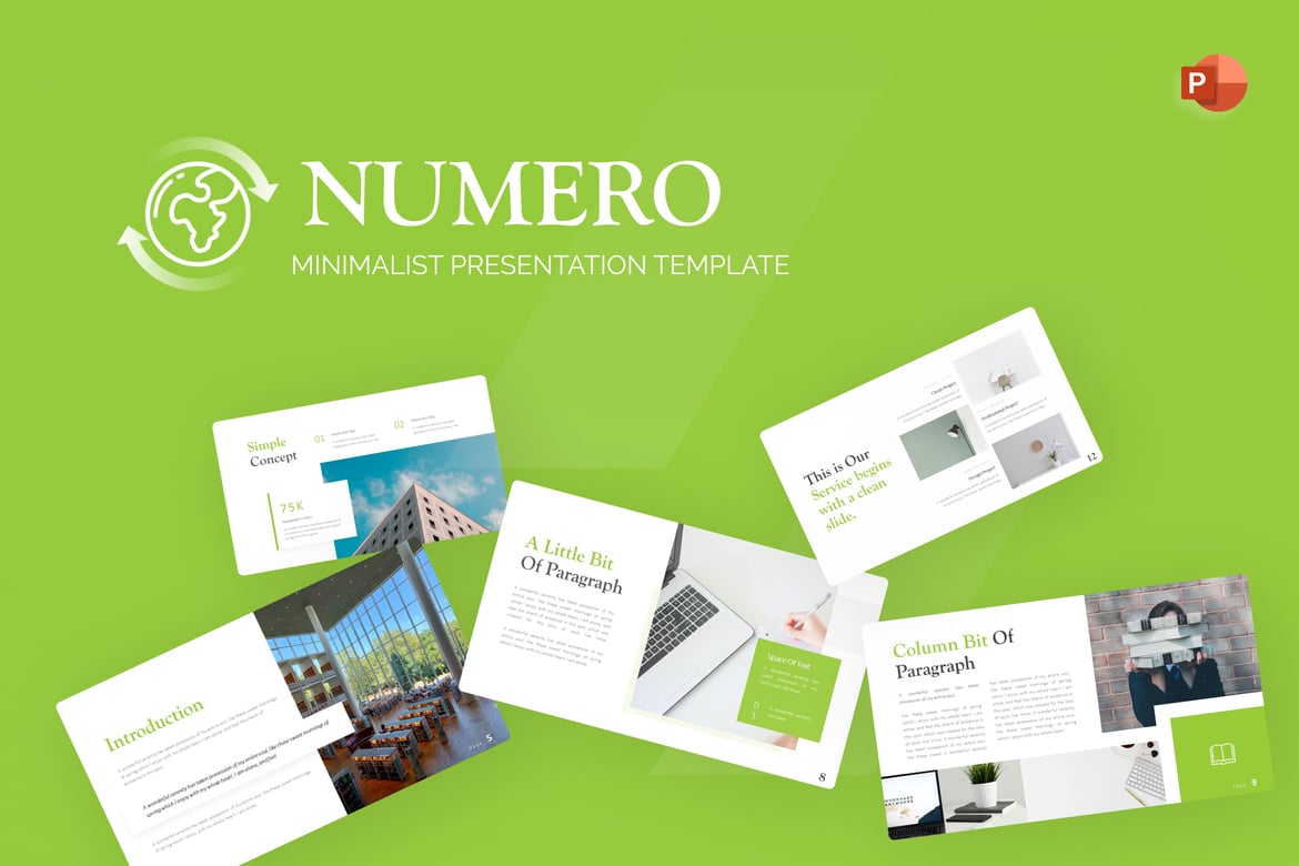 Template PowerPoint Minimalis Numero yang Menarik