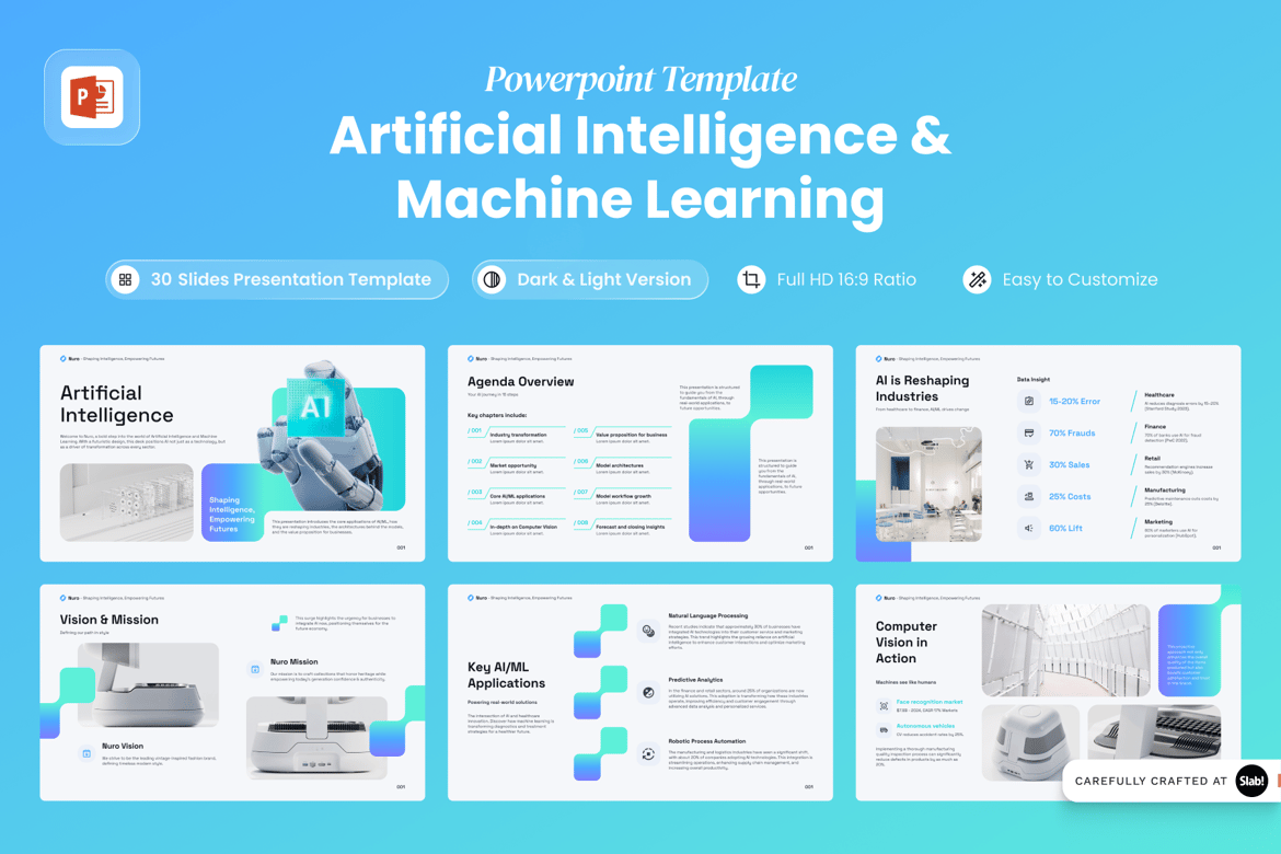 Nuro - Template Presentasi PowerPoint AI & Machine Learning yang Menginspirasi