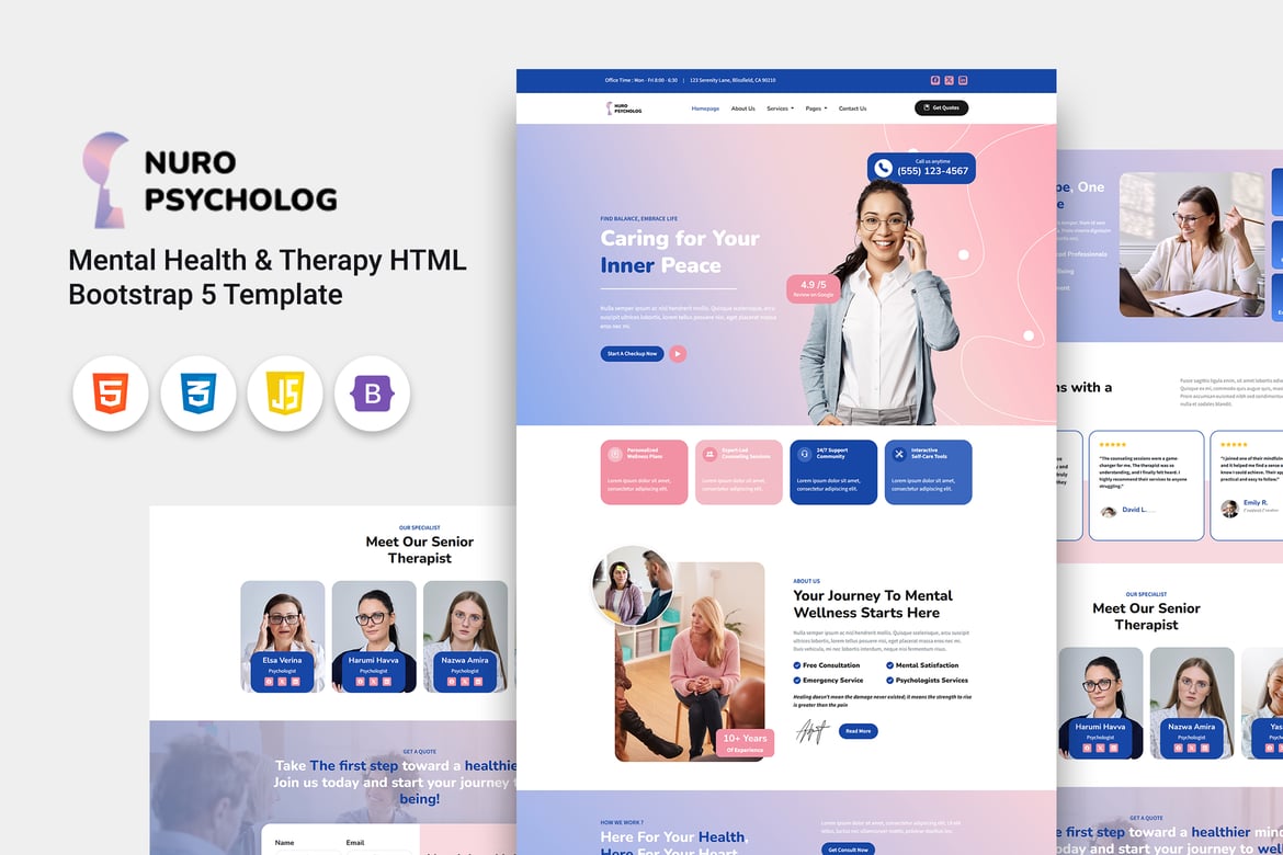 Nuro – Template Website Profesional untuk Kesehatan Mental dan Terapi