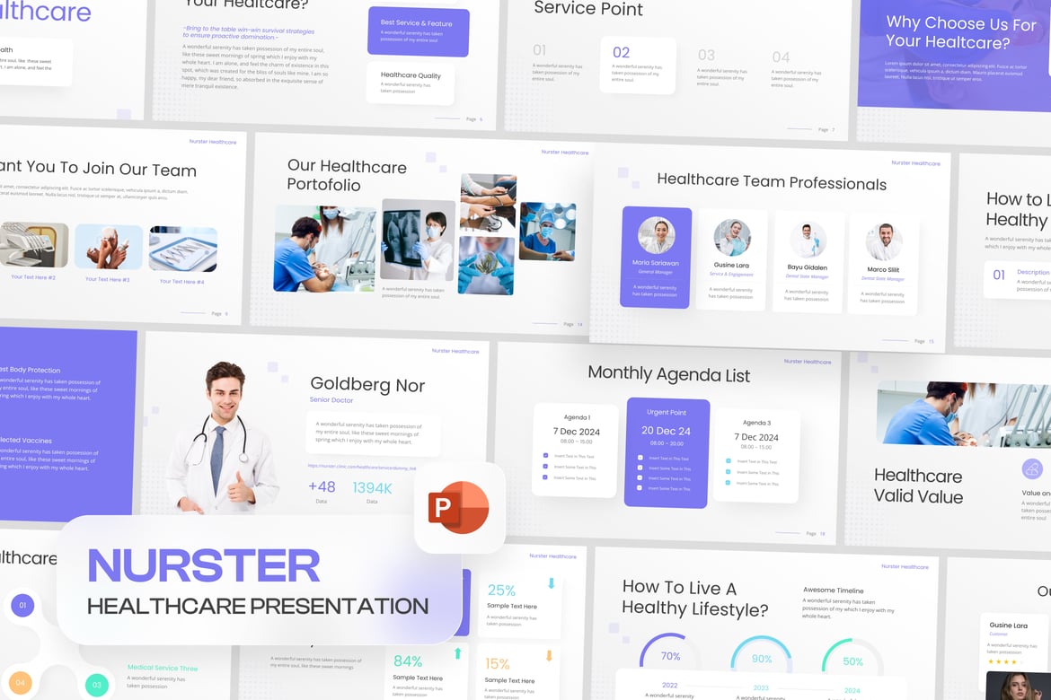 Template Presentasi PowerPoint Kesehatan Perawat yang Modern dan Menarik