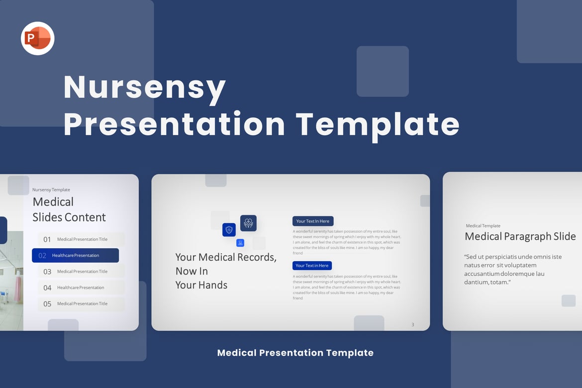 Template PowerPoint Medis Profesional Nursensy Blue