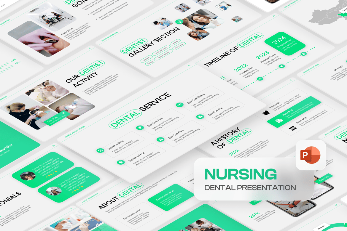 Template PowerPoint Kesehatan Gigi dan Perawatan Keperawatan yang Modern