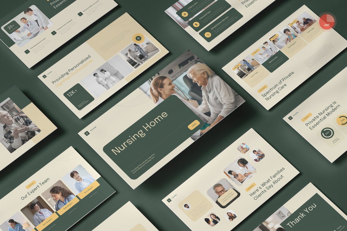 Template PowerPoint untuk Panti Jompo & Perawatan Rumah