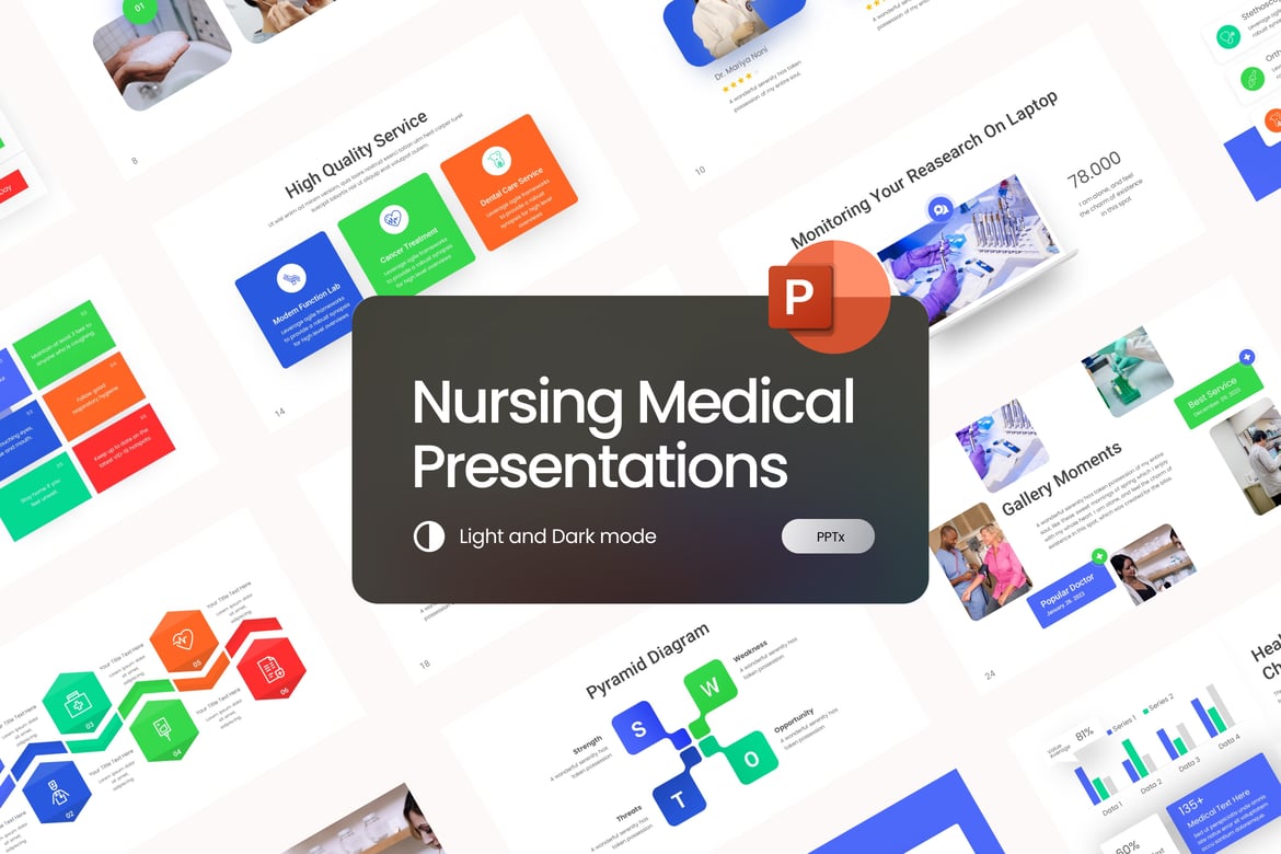 Template PowerPoint Medis Keperawatan yang Modern dan Elegan