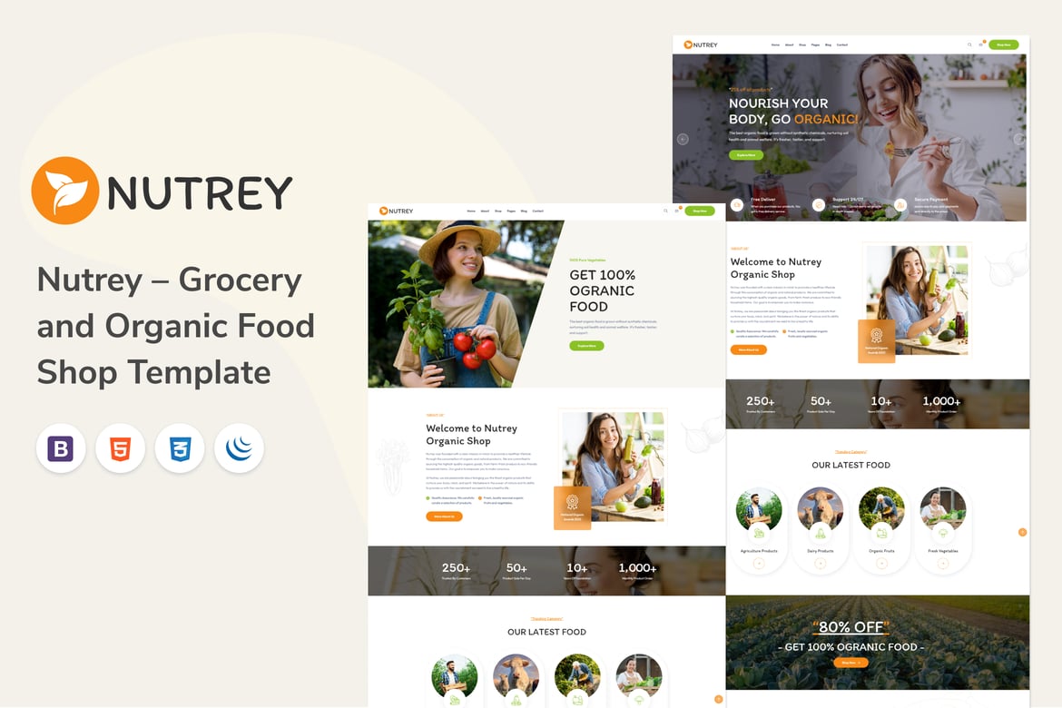 Nutrey – Template Website Toko Makanan Organik dan Grosir