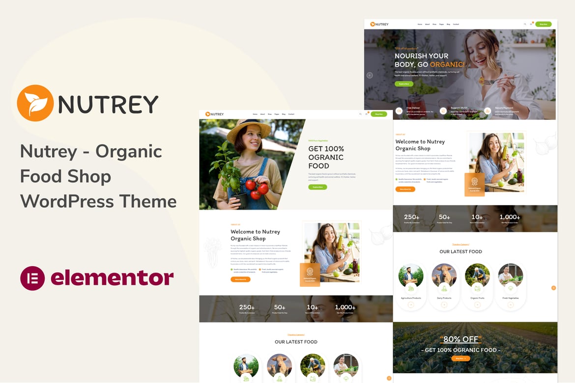 Nutrey - Tema WordPress Toko Makanan Organik yang Menarik