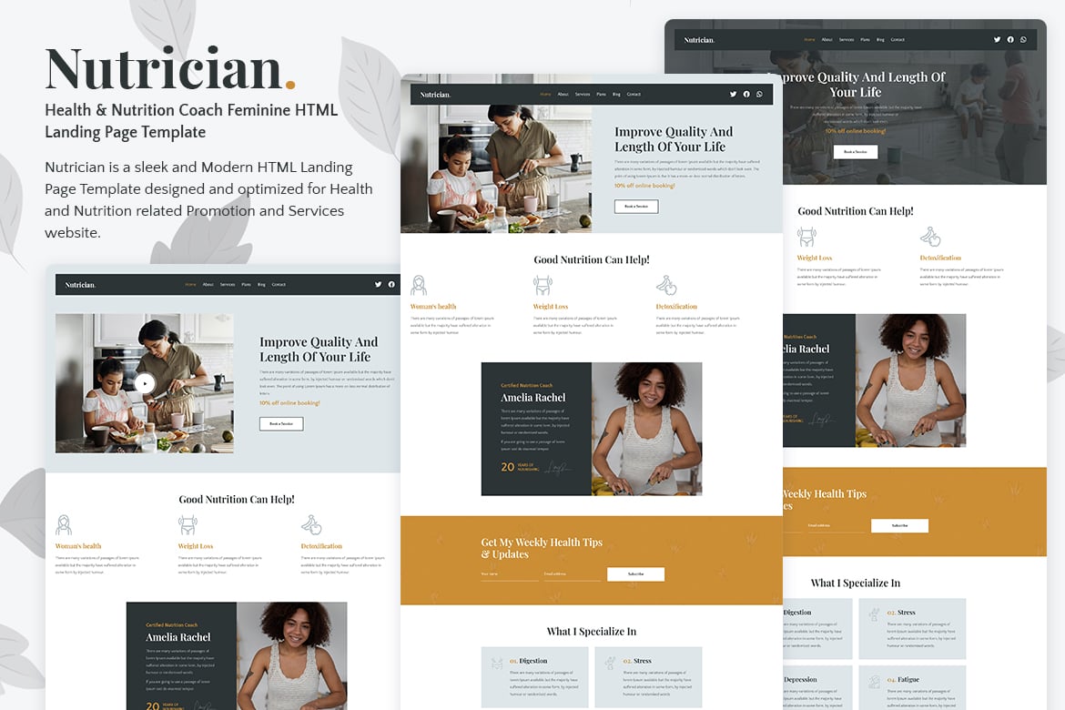 Nutrician - Template Website Pelatihan Kesehatan dan Nutrisi yang Modern