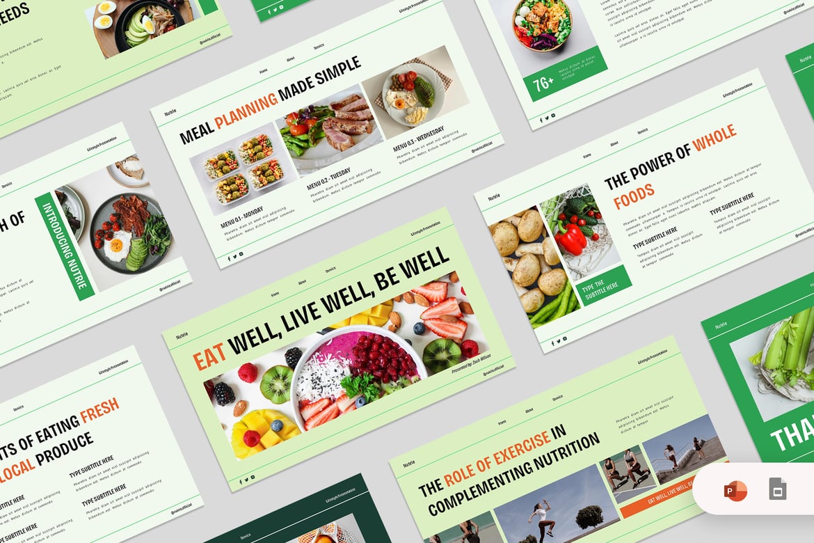 Nutrie - Template PowerPoint Makanan Sehat yang Menarik