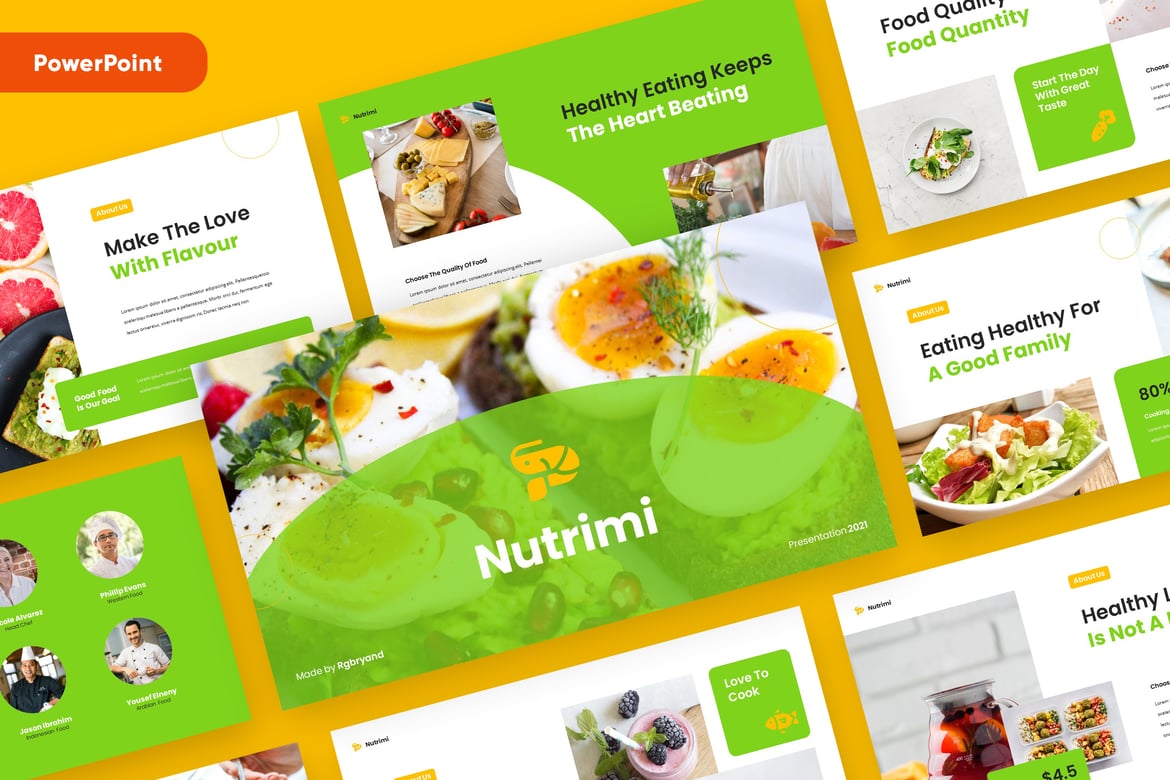 Template Presentasi Powerpoint NUTRIMI untuk Bisnis Makanan Sehat