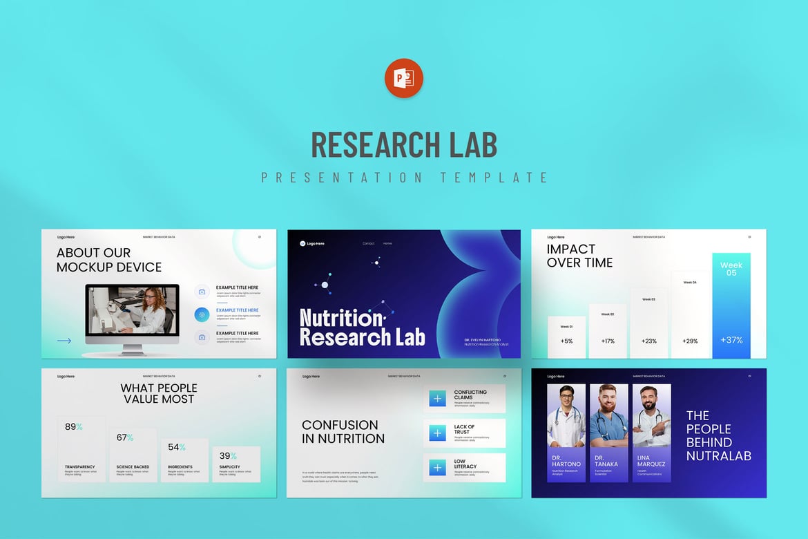 Template PowerPoint Laboratorium Penelitian Nutrisi yang Menarik