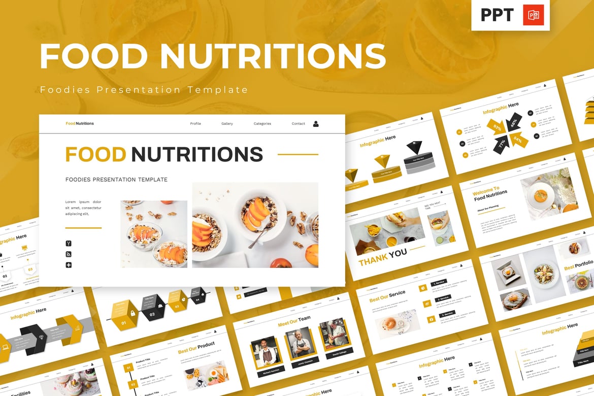 Template Presentasi Powerpoint Nutritions untuk Pecinta Kuliner
