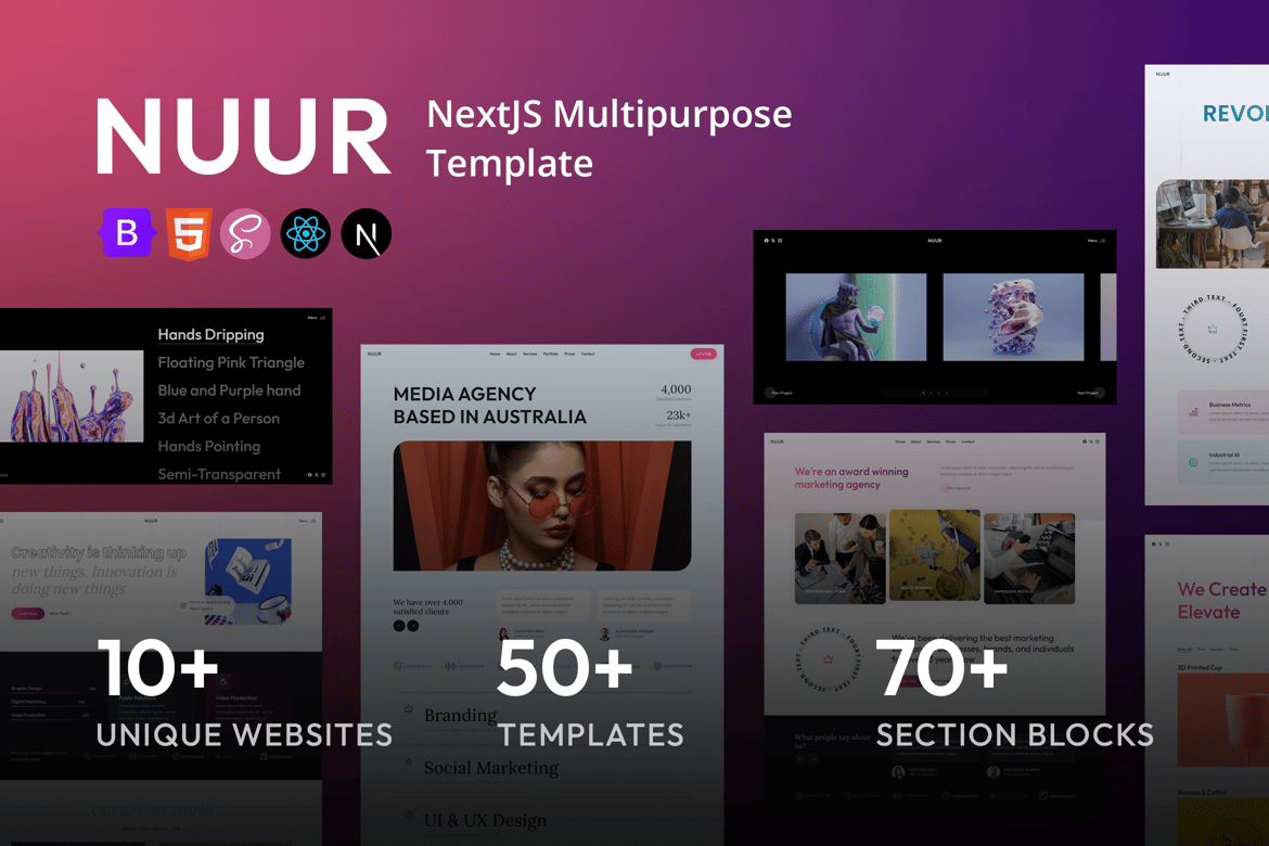 Nuur - Template Website Multipurpose NextJS yang Modern dan Menarik