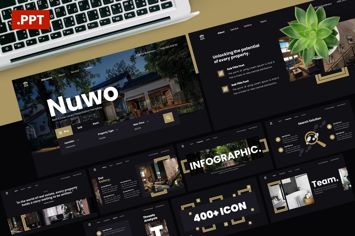 Template PowerPoint Agen Properti Nuwo yang Menarik dan Profesional