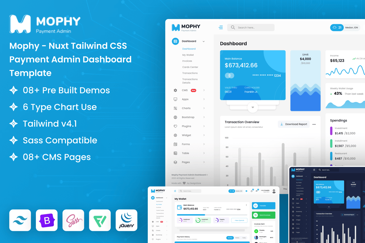 Template Website Dashboard Admin Pembayaran Nuxt dan Tailwind CSS