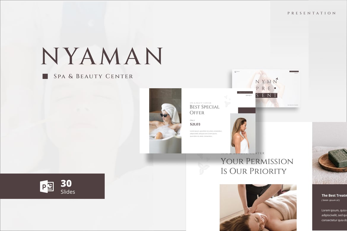 Template PowerPoint Nyaman – Pusat Spa & Kecantikan yang Menawan