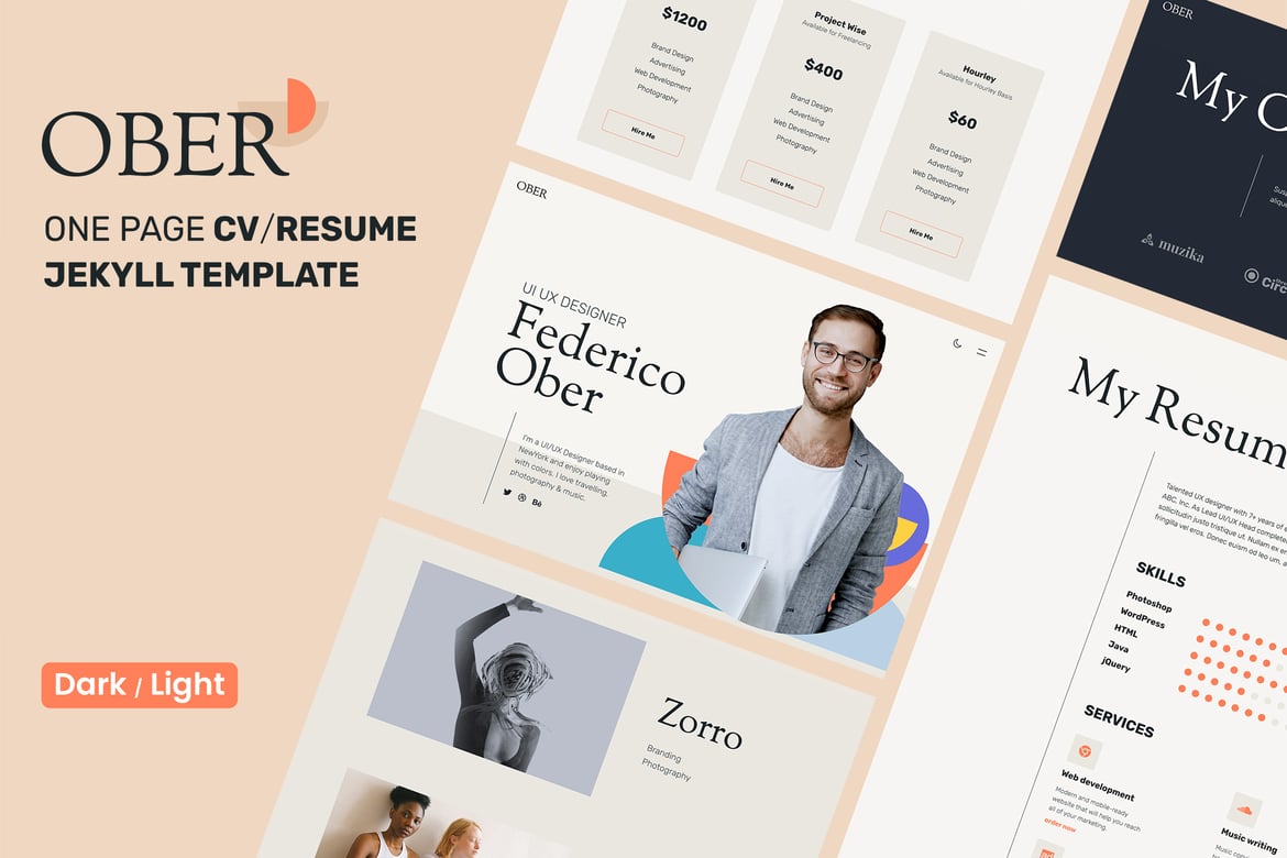 OBER - Template Website Portofolio Pribadi dan CV Jekyll yang Menarik
