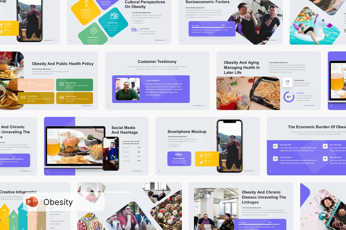 Template PowerPoint untuk Presentasi Obesitas yang Menarik
