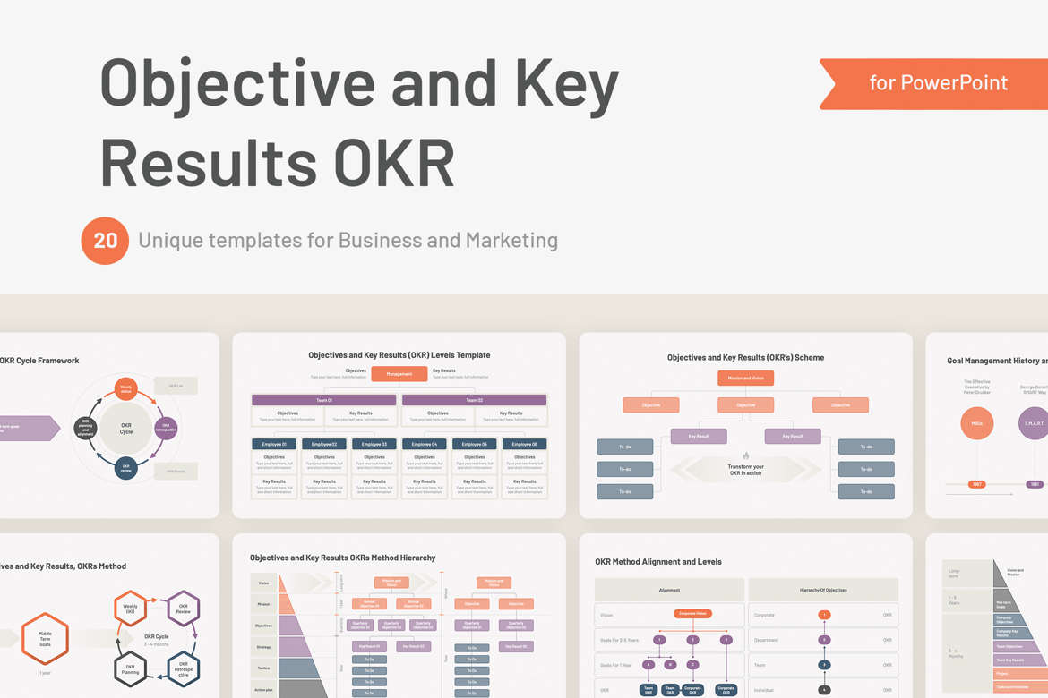 Template PowerPoint OKR: Objektif dan Hasil Kunci yang Menarik
