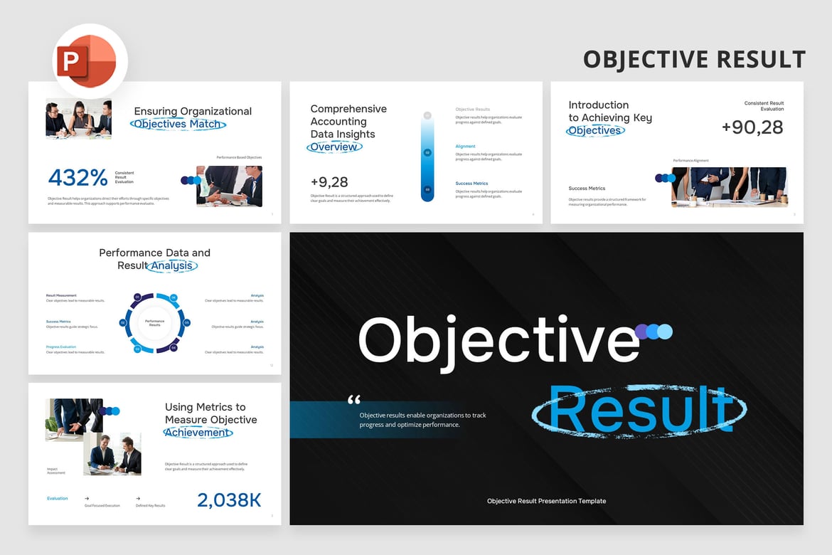 Template PowerPoint Hasil Objektif yang Menarik