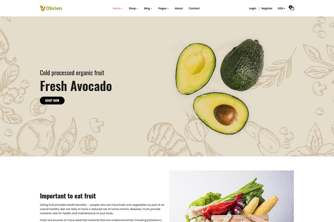 Template Website Obrien – Solusi Modern untuk Bisnis Makanan Organik