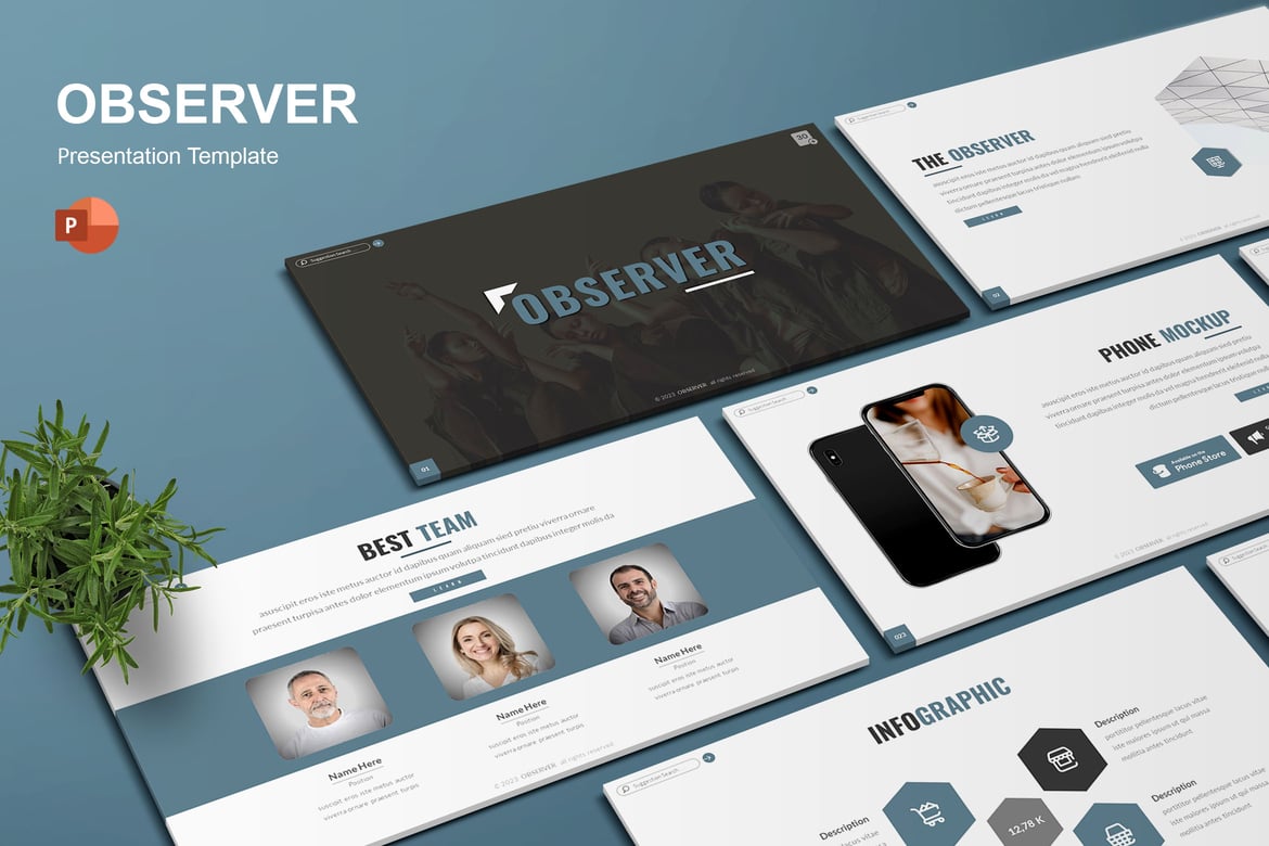 Template Presentasi Serbaguna Observer - Powerpoint yang Profesional